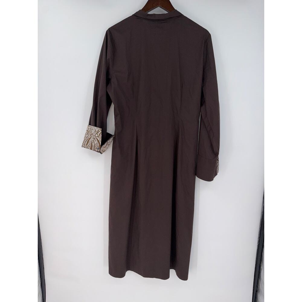 Title: J. McLaughlin Minae Brown Cotton D-Ring Belted Midi Shirt Dress Size XL - Picture 8 of 14